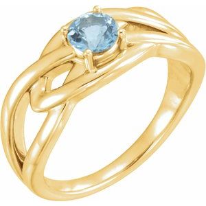 14K Yellow Natural Aquamarine Ring