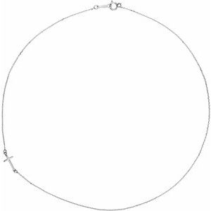 Platinum Off-Center Sideways Cross 16" Necklace