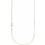 14K Yellow Off-Center Sideways Cross 16" Necklace