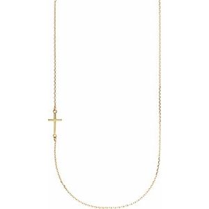 14K Yellow Off-Center Sideways Cross 16" Necklace