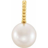 14K Yellow Cultured White Freshwater Pearl Beaded Pendant