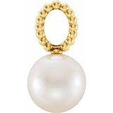 14K Yellow Cultured White Freshwater Pearl Beaded Pendant