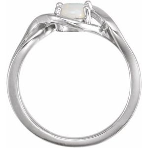 Sterling Silver Natural White Opal Cabochon Ring