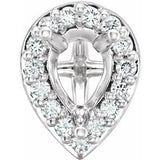 14K White 12x7 mm Pear 3-Prong Halo-Style Peg Setting