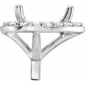 14K White 12x7 mm Pear 3-Prong Halo-Style Peg Setting