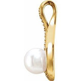 14K Yellow Cultured White Freshwater Pearl & .03 CTW Natural Diamond Pendant