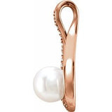 14K Rose Cultured White Freshwater Pearl & .03 CTW Natural Diamond Pendant