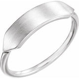 14K White 19.7x5 mm Geometric Signet Ring