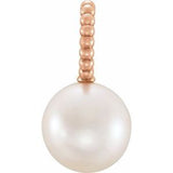 14K Rose Cultured White Freshwater Pearl Beaded Pendant