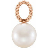 14K Rose Cultured White Freshwater Pearl Beaded Pendant