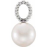 14K White Cultured White Freshwater Pearl Beaded Pendant