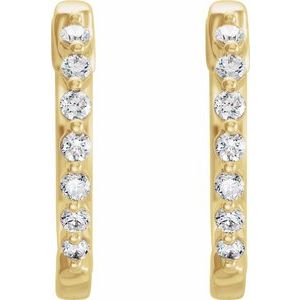 14K Yellow 1/3 CTW Natural Diamond Hinged 15.25 mm Hoop Earrings