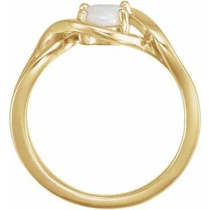14K Yellow Natural White Opal Cabochon Ring