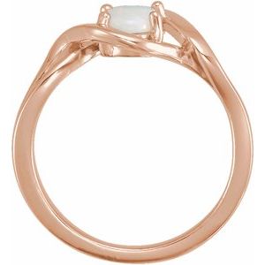 14K Rose Natural White Opal Cabochon Ring