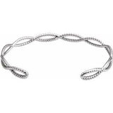 Sterling Silver 6 1/4 In Rope Cuff Bracelet
