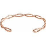 14K Rose 6 1/4 In Rope Cuff Bracelet