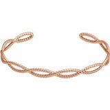 14K Rose 6 1/4 In Rope Cuff Bracelet