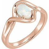14K Rose Natural White Opal Cabochon Ring