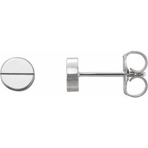 14K White Geometric Stud Earrings