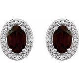 Sterling Silver Natural Mozambique Garnet & .025 CTW Natural Diamond Earrings