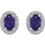 Sterling Silver Natural Amethyst & .025 CTW Natural Diamond Earrings