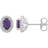 Sterling Silver Natural Amethyst & .025 CTW Natural Diamond Earrings