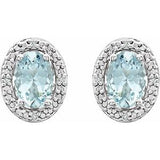 Sterling Silver Natural Aquamarine & .025 CTW Natural Diamond Earrings