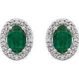 Sterling Silver Lab-Grown Emerald & .025 CTW Natural Diamond Earrings