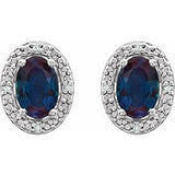 Sterling Silver Lab-Grown Alexandrite & .025 CTW Natural Diamond Earrings