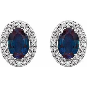 Sterling Silver Lab-Grown Alexandrite & .025 CTW Natural Diamond Earrings