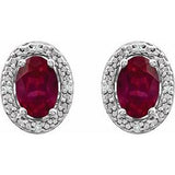 Sterling Silver Lab-Grown Ruby & .025 CTW Natural Diamond Earrings