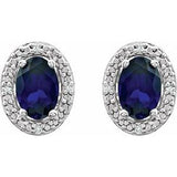 Sterling Silver Lab-Grown Blue Sapphire & .025 CTW Natural Diamond Earrings
