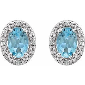Sterling Silver Natural Sky Blue Topaz & .025 CTW Natural Diamond Earrings