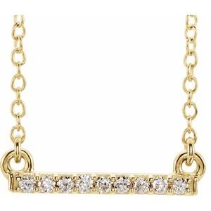 14K Yellow .07 CTW Petite Natural Diamond Bar 16-18" Necklace