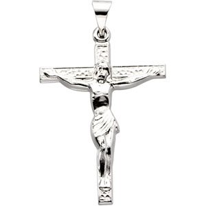 14K White 24.5x19.2 mm Crucifix Pendant
