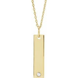 14K Yellow .03 CT Natural Diamond Engravable Bar 16-18" Necklace