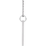 14K White .03 CT Natural Diamond Engravable Bar 16-18" Necklace