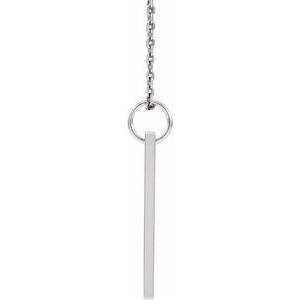 14K White .03 CT Natural Diamond Engravable Bar 16-18" Necklace