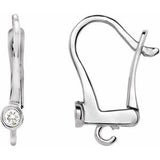 14K White .03 CTW Natural Diamond Lever Back Earring Top