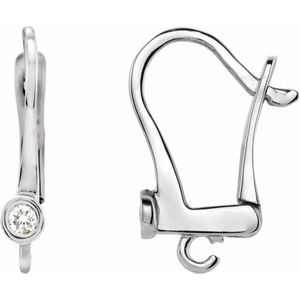 14K White .03 CTW Natural Diamond Lever Back Earring Top