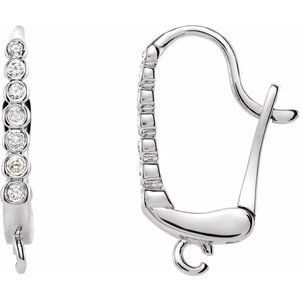 14K White .04 CTW Natural Diamond Lever Back Earring Top
