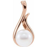 14K Rose Cultured White Freshwater Pearl Pendant