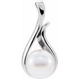 14K White Cultured White Freshwater Pearl Pendant