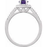 Sterling Silver Natural Amethyst & .01 CTW Natural Diamond Ring