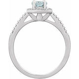 Sterling Silver Natural Aquamarine & .01 CTW Natural Diamond Ring