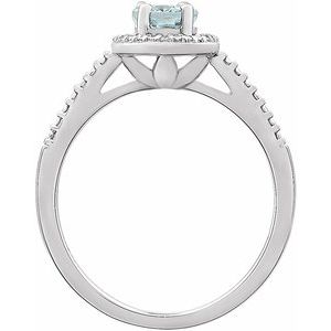 Sterling Silver Natural Aquamarine & .01 CTW Natural Diamond Ring
