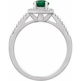 Sterling Silver Lab-Grown Emerald & .01 CTW Natural Diamond Ring