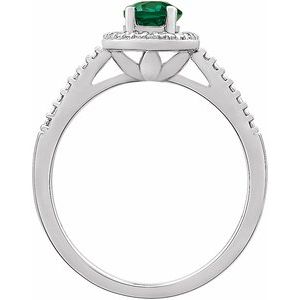 Sterling Silver Lab-Grown Emerald & .01 CTW Natural Diamond Ring