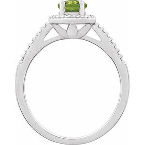 Sterling Silver Natural Peridot & .01 CTW Natural Diamond Ring