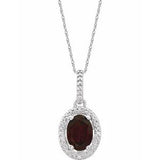 Sterling Silver Natural Mozambique Garnet & .01 CTW Natural Diamond 18" Necklace